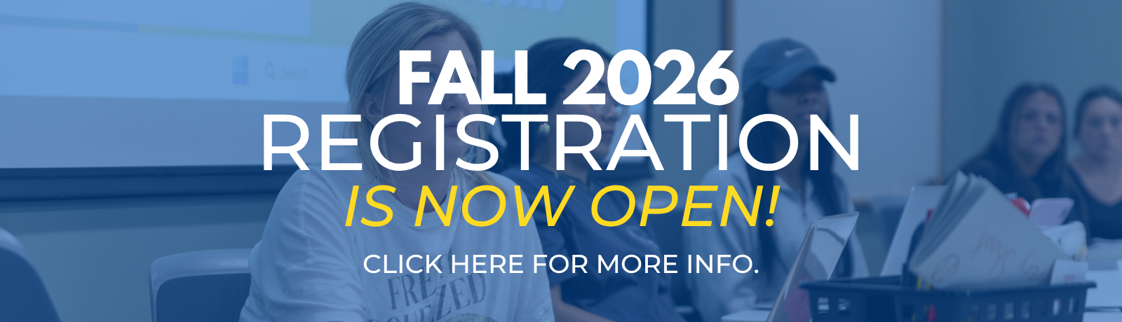 registration message with students in the background